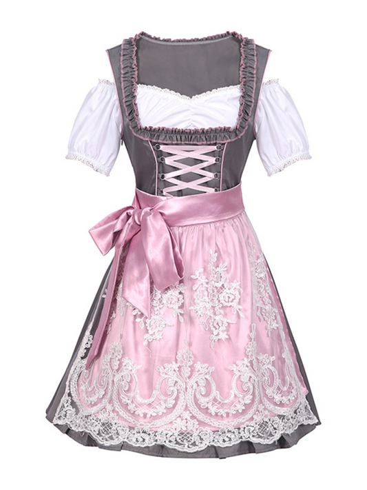 German Munich Oktoberfest pink lace beer skirt cosplay stage performance costume-[Adult]-[Female]-Pink-S-2022 Online Blue Zone Planet