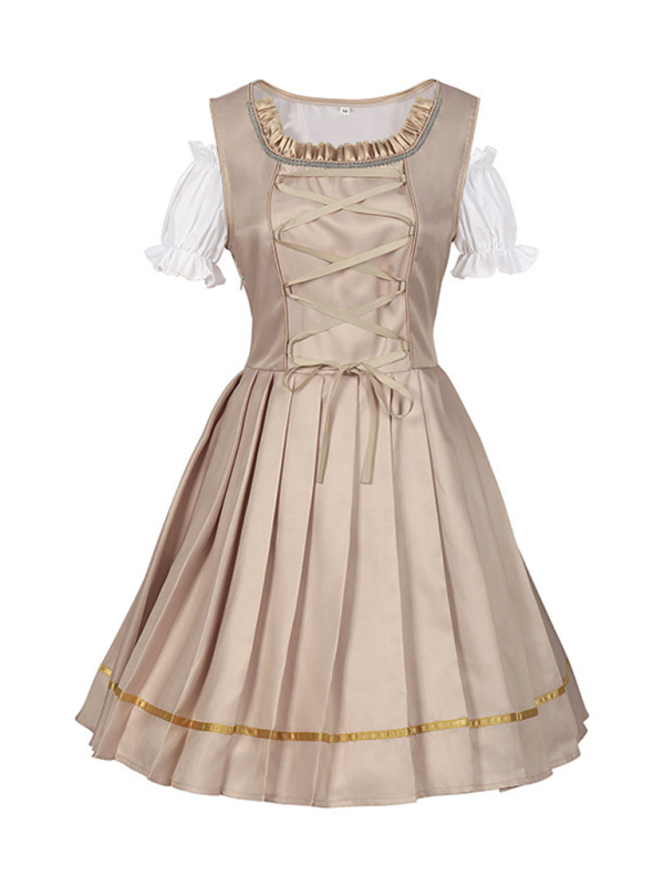 German Munich Oktoberfest beer dress cosplay stage performance costume-[Adult]-[Female]-Cracker khaki-S-2022 Online Blue Zone Planet