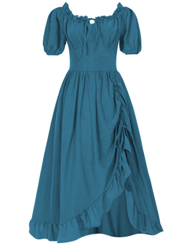 light blue peasant dress Oktoberfest New Retro Irregular Red and Black Wedding and if you are bavarian festival dress Color:Game Royal/white