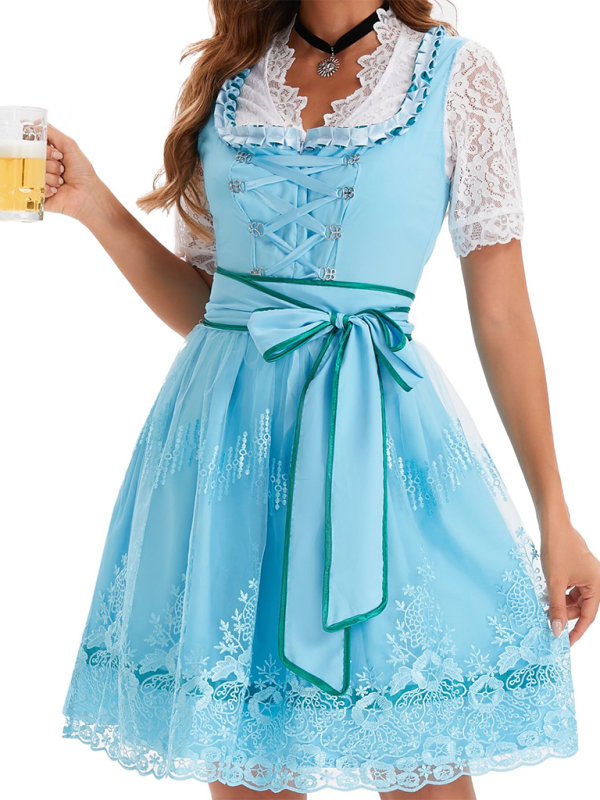 German Munich Oktoberfest Clothing Women's Printed Beer Clothing Dress-[Adult]-[Female]-Green-S-2022 Online Blue Zone Planet