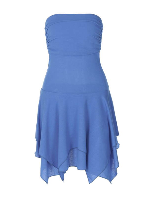 tube top solid color irregular dress-[Adult]-[Female]-2022 Online Blue Zone Planet