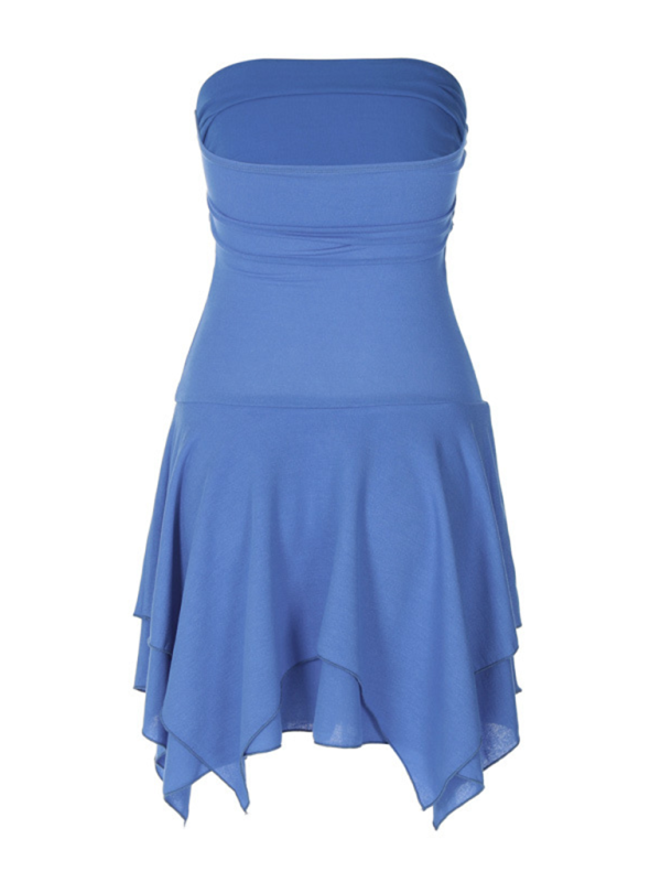 tube top solid color irregular dress-[Adult]-[Female]-2022 Online Blue Zone Planet