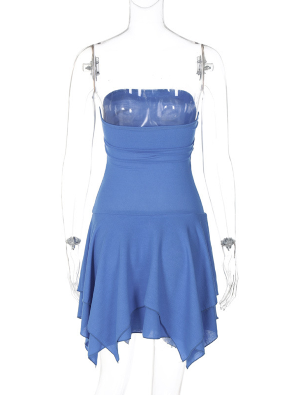 tube top solid color irregular dress-[Adult]-[Female]-2022 Online Blue Zone Planet