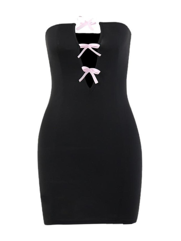 Penny's Bowknot Cutout Mini Tube Top Dress - Blue Zone Planet Penny's Bowknot Cutout Mini Tube Top Dress - Blue Zone Planet