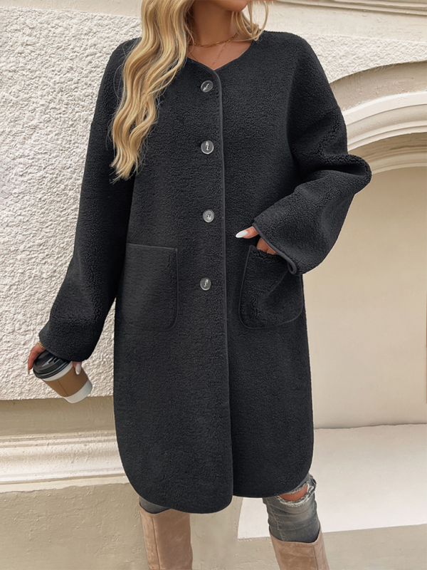 Cardigan Button Pocket Trench Coat-[Adult]-[Female]-2022 Online Blue Zone Planet