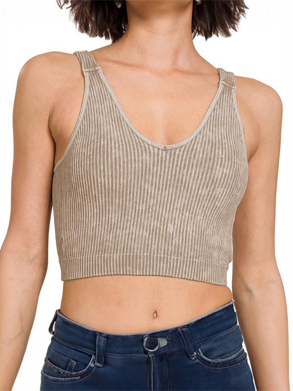 solid color sports camisole-[Adult]-[Female]-Khaki-S-2022 Online Blue Zone Planet