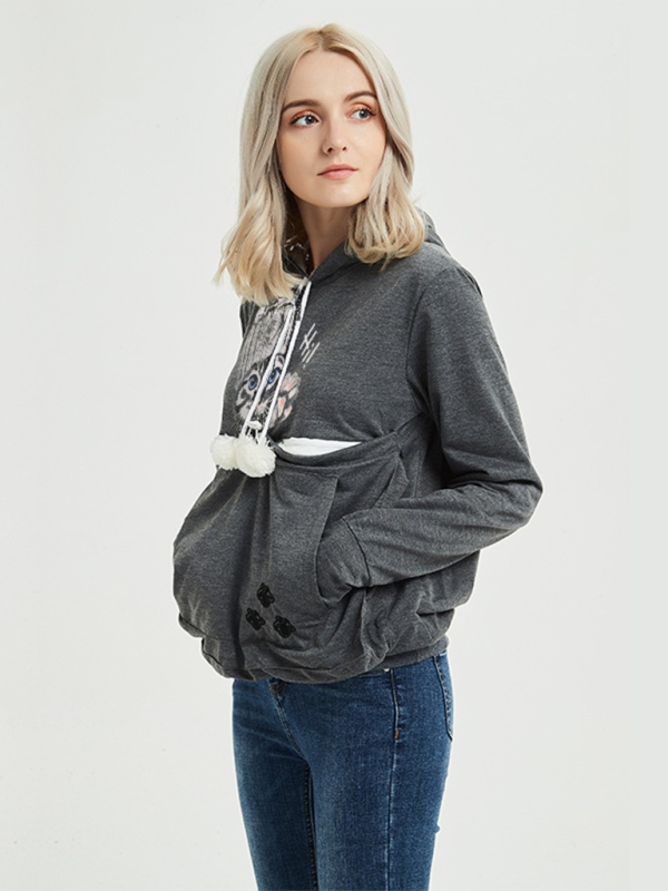 arrival big pocket hooded sweatshirt star sweatshirt-[Adult]-[Female]-Charcoal grey-S-2022 Online Blue Zone Planet