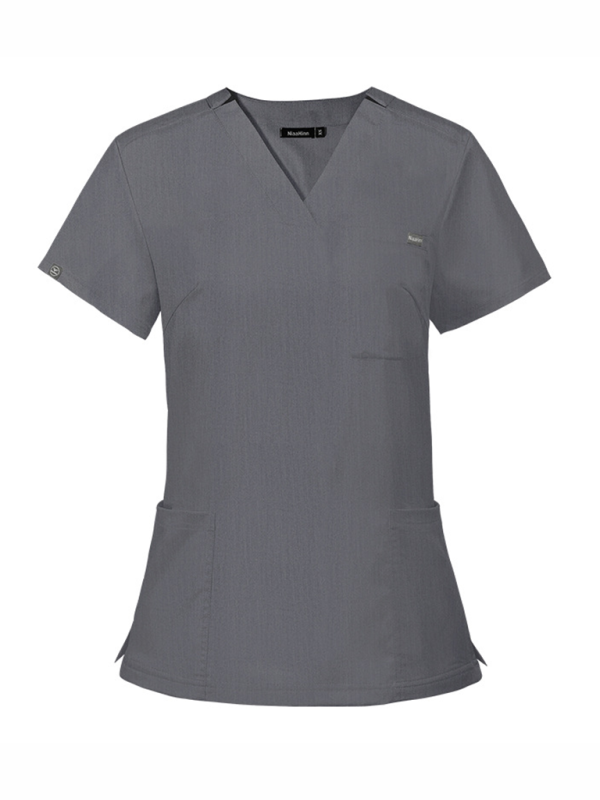 V-neck short-sleeved hospital nurse suit female operating room washing clothes-[Adult]-[Female]-Grey-XS-2022 Online Blue Zone Planet