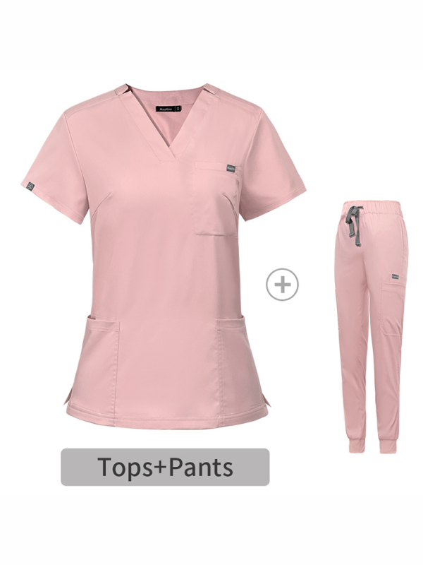 V-neck short-sleeved hospital nurse suit female operating room washing clothes-[Adult]-[Female]-2022 Online Blue Zone Planet