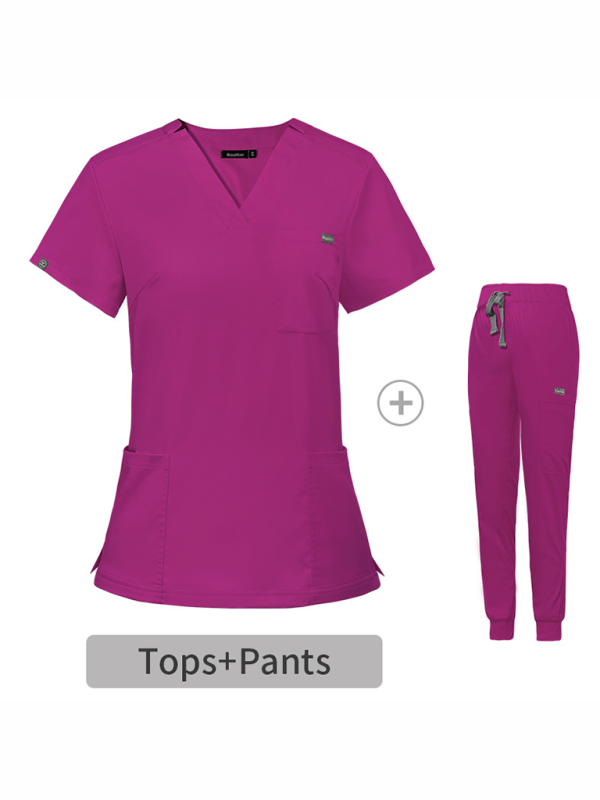 V-neck short-sleeved hospital nurse suit female operating room washing clothes-[Adult]-[Female]-2022 Online Blue Zone Planet