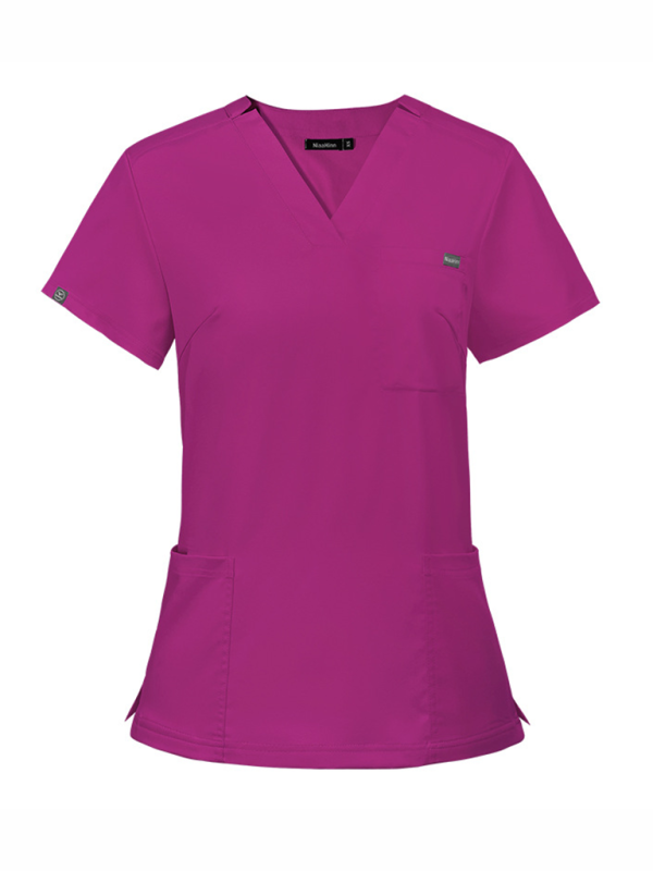 V-neck short-sleeved hospital nurse suit female operating room washing clothes-[Adult]-[Female]-Rose-XS-2022 Online Blue Zone Planet