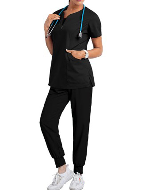 Oral dentist surgical gown separate wash clothes set elastic quick-drying hospital Nurse uniform-[Adult]-[Female]-Black-S-2022 Online Blue Zone Planet