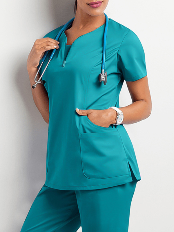 Oral dentist surgical gown separate wash clothes set elastic quick-drying hospital Nurse uniform-[Adult]-[Female]-Acid blue-S-2022 Online Blue Zone Planet