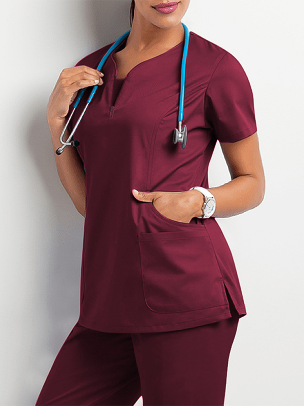 Oral dentist surgical gown separate wash clothes set elastic quick-drying hospital Nurse uniform-[Adult]-[Female]-Wine Red-S-2022 Online Blue Zone Planet