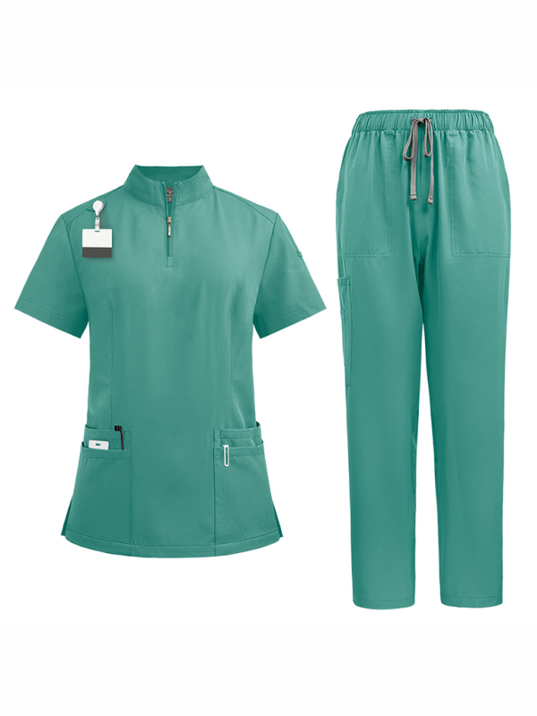 Stand collar zipper doctor nurse work uniform surgical gown surgical gown washing gown operating room straight pants solid color-[Adult]-[Female]-Green-S-2022 Online Blue Zone Planet