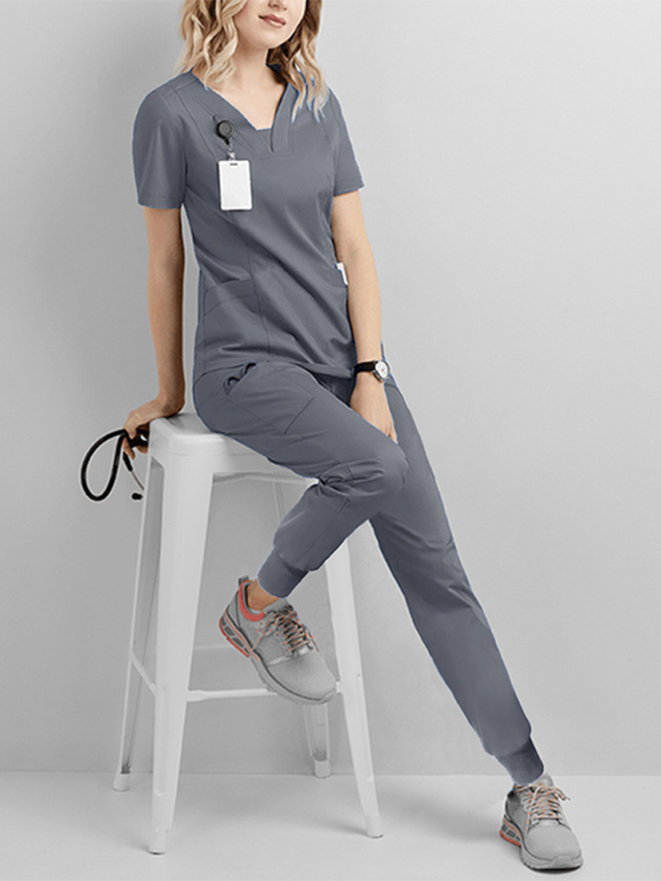 Dental hospital operating room washing clothes suit doctor nurse clothes beauty salon work clothes washing clothes-[Adult]-[Female]-Grey-S-2022 Online Blue Zone Planet