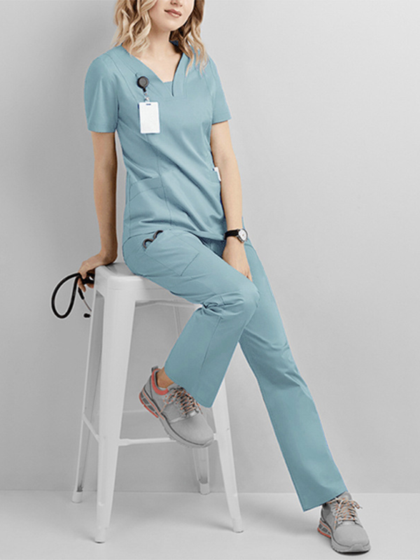 Dental hospital operating room washing clothes suit doctor nurse clothes beauty salon work clothes washing clothes-[Adult]-[Female]-Clear blue-S-2022 Online Blue Zone Planet