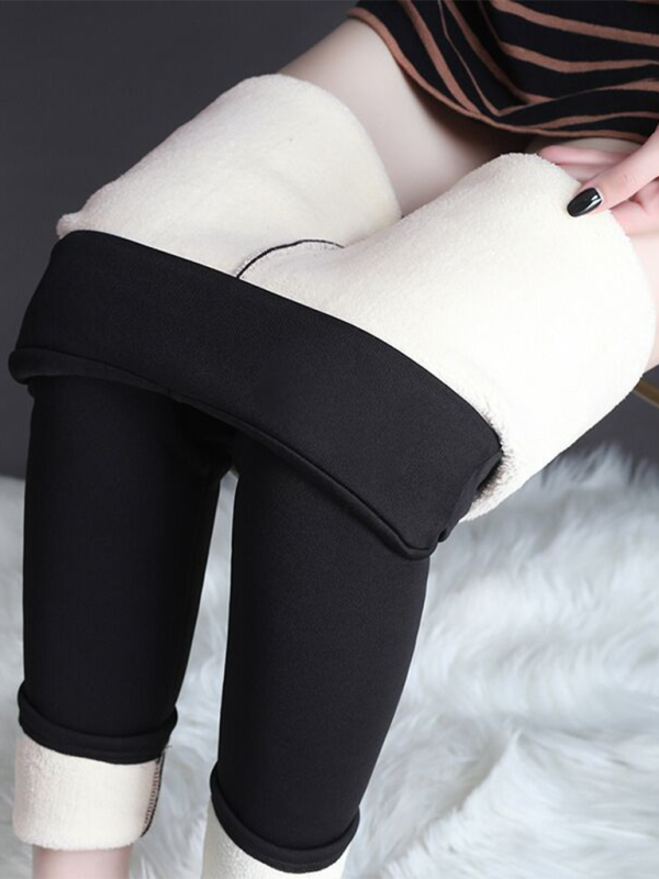 Plush tights warm pants lamb fleece thickened stretch leggings-[Adult]-[Female]-Black-S-2022 Online Blue Zone Planet