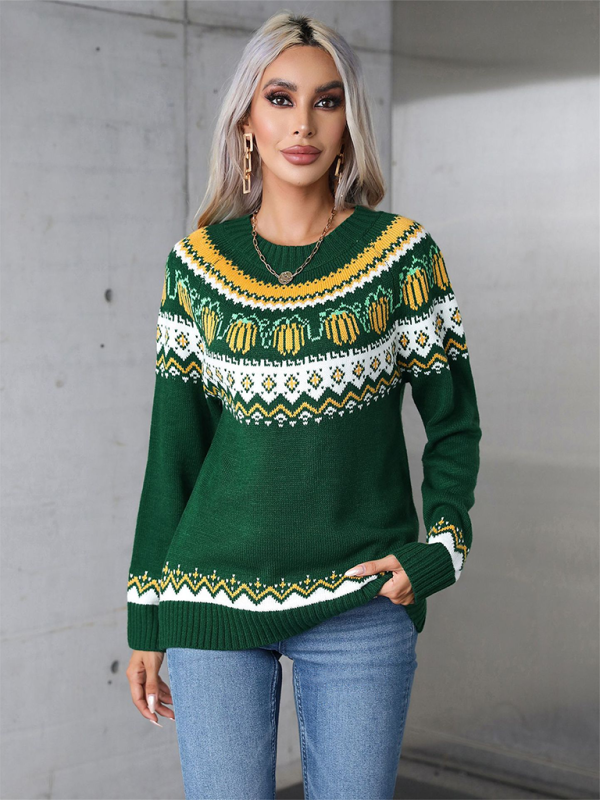 Blue Zone Planet | Vixen's Halloween Crew Neck Sweater-TOPS / DRESSES-[Adult]-[Female]-Green-S-2022 Online Blue Zone Planet