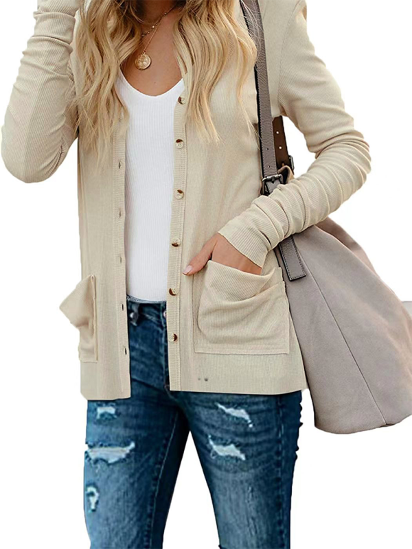 Loose Knit Long Sleeve Button-up Cardigan-TOPS / DRESSES-[Adult]-[Female]-2022 Online Blue Zone Planet