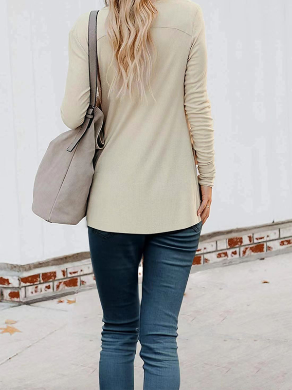 Loose Knit Long Sleeve Button-up Cardigan-TOPS / DRESSES-[Adult]-[Female]-2022 Online Blue Zone Planet