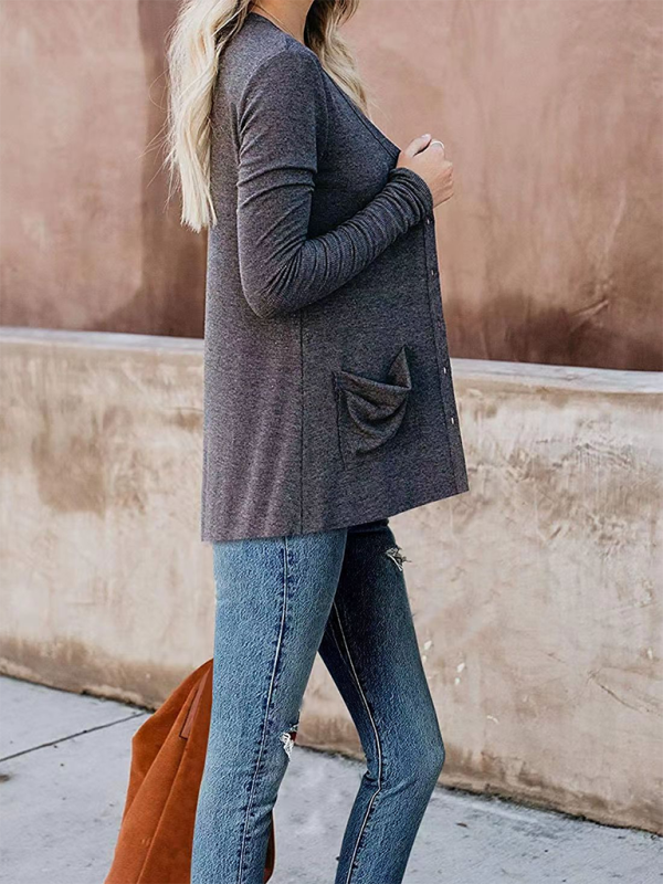 Loose Knit Long Sleeve Button-up Cardigan-TOPS / DRESSES-[Adult]-[Female]-2022 Online Blue Zone Planet