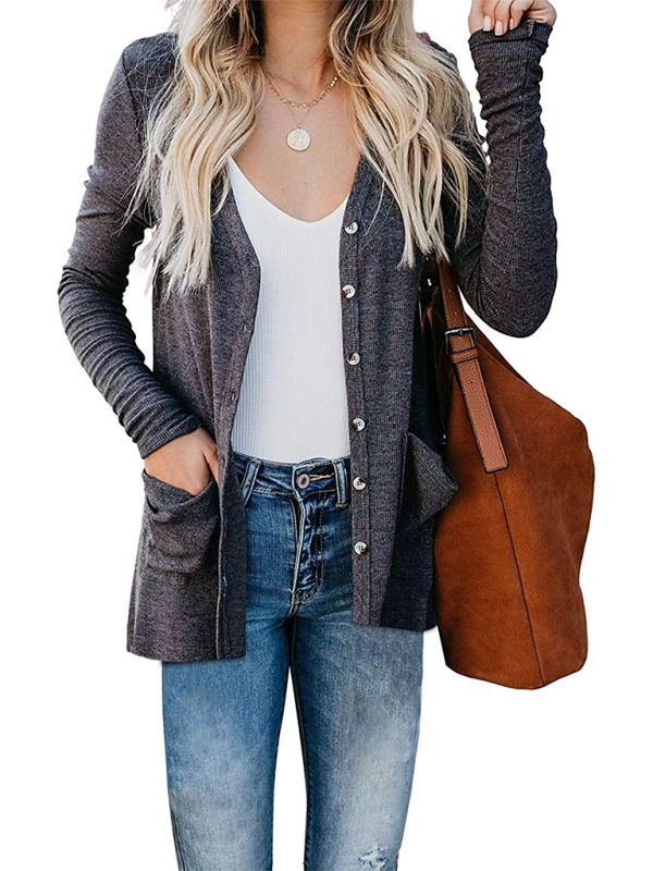 Loose Knit Long Sleeve Button-up Cardigan-TOPS / DRESSES-[Adult]-[Female]-2022 Online Blue Zone Planet