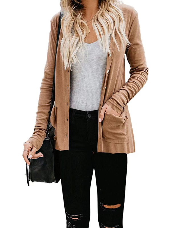 Loose Knit Long Sleeve Button-up Cardigan-TOPS / DRESSES-[Adult]-[Female]-2022 Online Blue Zone Planet