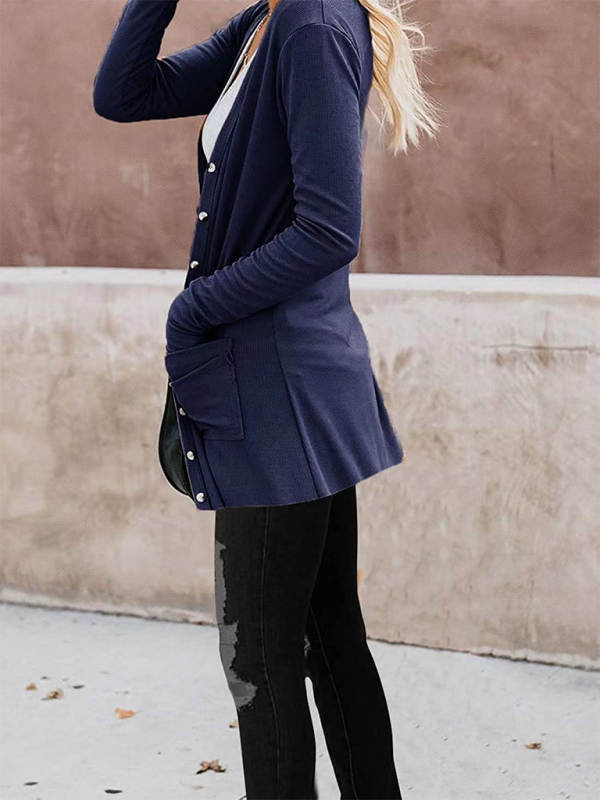 Loose Knit Long Sleeve Button-up Cardigan-TOPS / DRESSES-[Adult]-[Female]-2022 Online Blue Zone Planet
