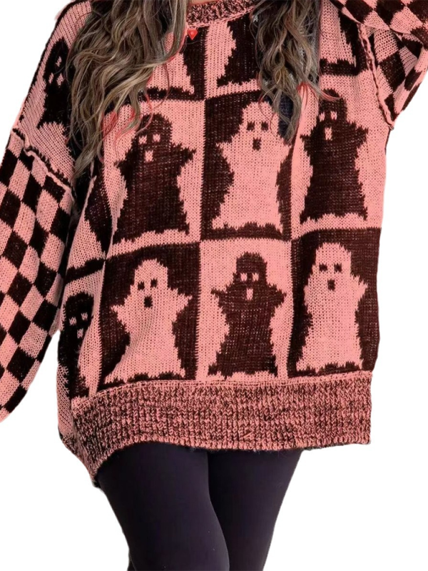 Halloween Loose Crew Neck Sweater-[Adult]-[Female]-2022 Online Blue Zone Planet