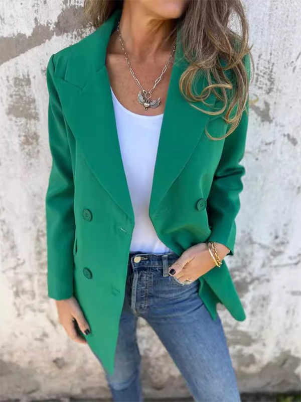 Solid Color Fashion Long Sleeve Blazer-[Adult]-[Female]-2022 Online Blue Zone Planet