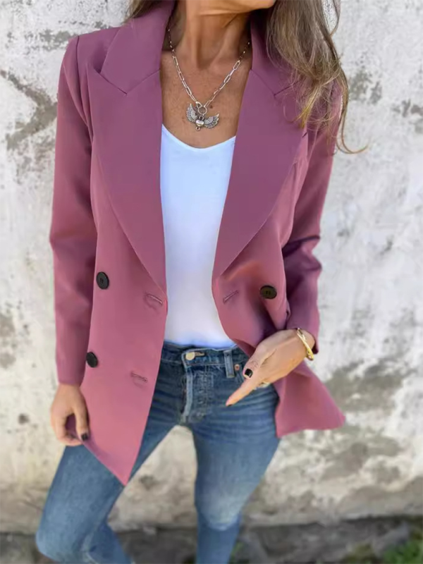 Solid Color Fashion Long Sleeve Blazer-[Adult]-[Female]-2022 Online Blue Zone Planet