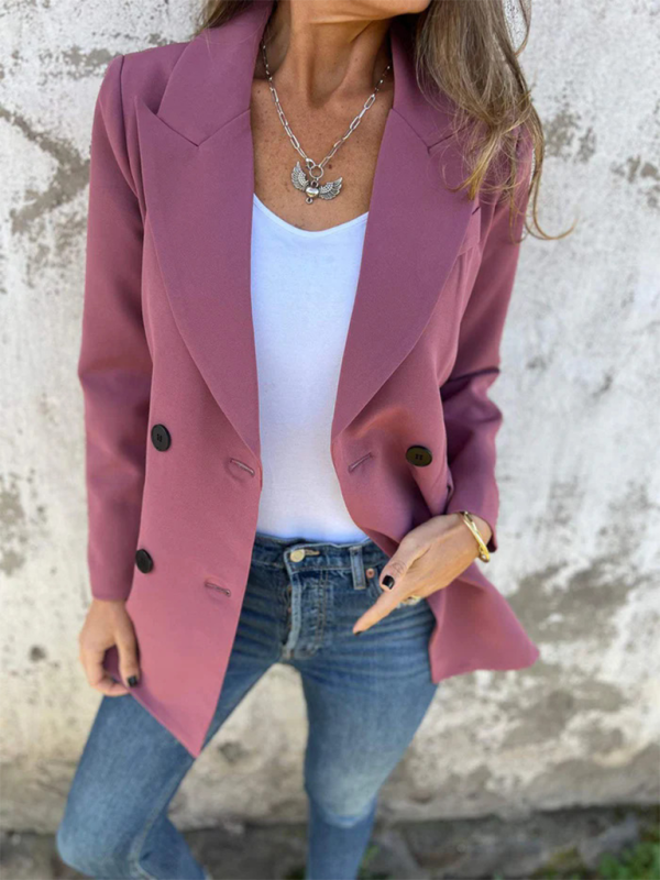 Solid Color Fashion Long Sleeve Blazer-[Adult]-[Female]-2022 Online Blue Zone Planet