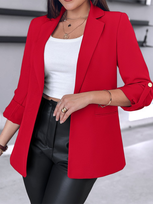 Stylish blazer with sleeves and buttons-[Adult]-[Female]-Red-S-2022 Online Blue Zone Planet