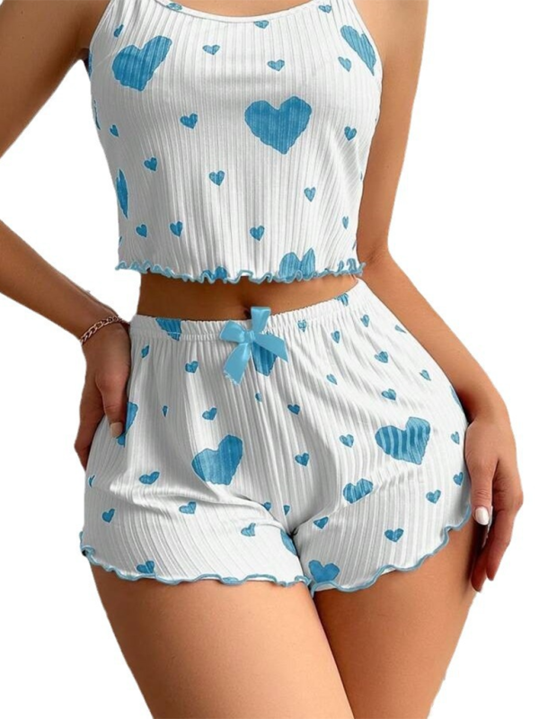 Blue Zone Planet | Halloween Lingerie Love Print Sweet Suspender Shorts Set-TOPS / DRESSES-[Adult]-[Female]-2022 Online Blue Zone Planet