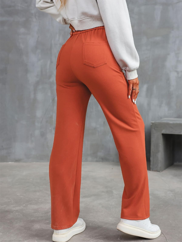 New Women's Casual High Waist Button Straight Leg Pants-[Adult]-[Female]-2022 Online Blue Zone Planet