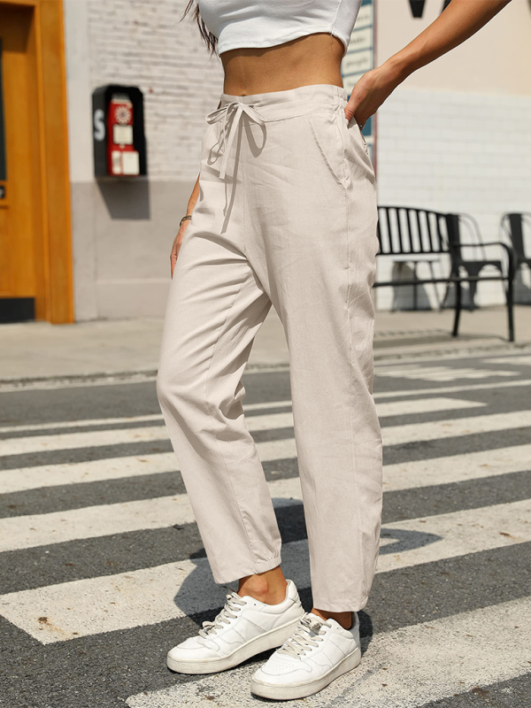 New Casual High Waist Button Straight Leg Pants-[Adult]-[Female]-Cracker khaki-S-2022 Online Blue Zone Planet