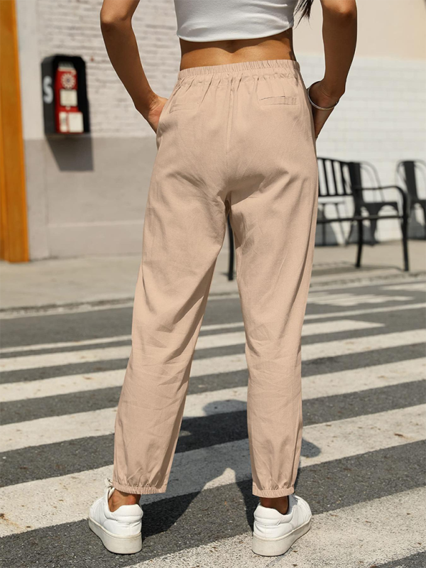 New Casual High Waist Button Straight Leg Pants-[Adult]-[Female]-2022 Online Blue Zone Planet