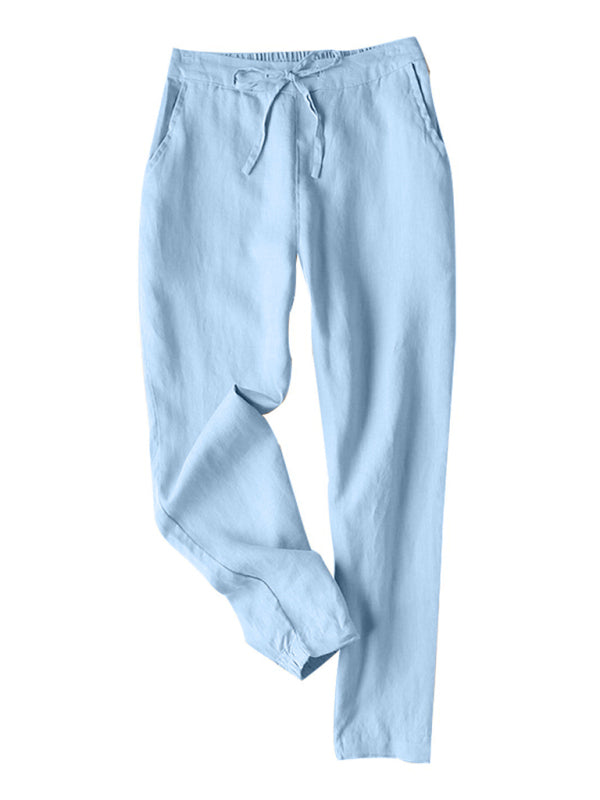 New Casual High Waist Button Straight Leg Pants-[Adult]-[Female]-2022 Online Blue Zone Planet