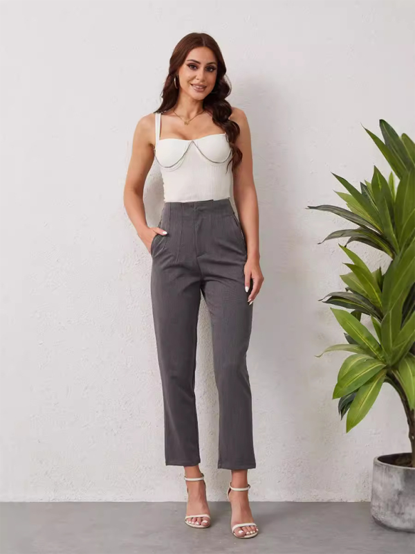 New Women's High Waist Casual Pants-[Adult]-[Female]-Charcoal grey-XS-2022 Online Blue Zone Planet