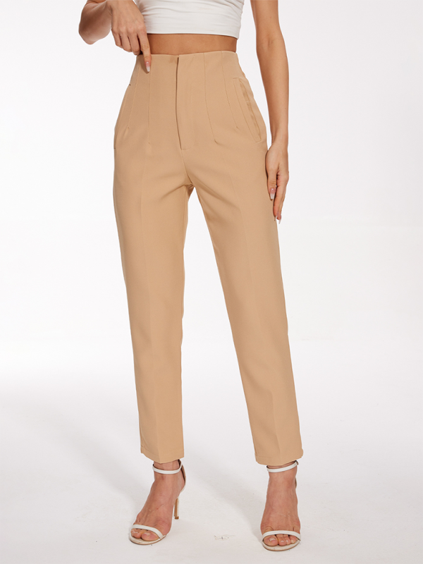 New Women's High Waist Casual Pants-[Adult]-[Female]-Khaki-XS-2022 Online Blue Zone Planet