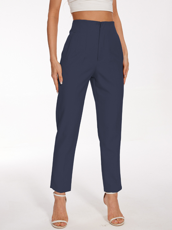 New Women's High Waist Casual Pants-[Adult]-[Female]-Champlain color-XS-2022 Online Blue Zone Planet