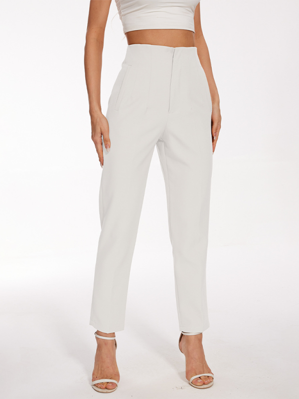 New Women's High Waist Casual Pants-[Adult]-[Female]-White-XS-2022 Online Blue Zone Planet