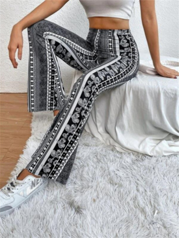 Boho Printed Skinny Micro Slim Sexy Casual Pants-[Adult]-[Female]-Black-XS-2022 Online Blue Zone Planet