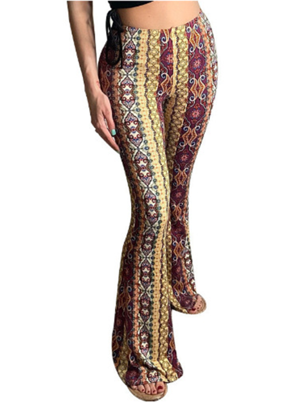 Boho Printed Skinny Micro Slim Sexy Casual Pants-[Adult]-[Female]-Ginger yellow-XS-2022 Online Blue Zone Planet