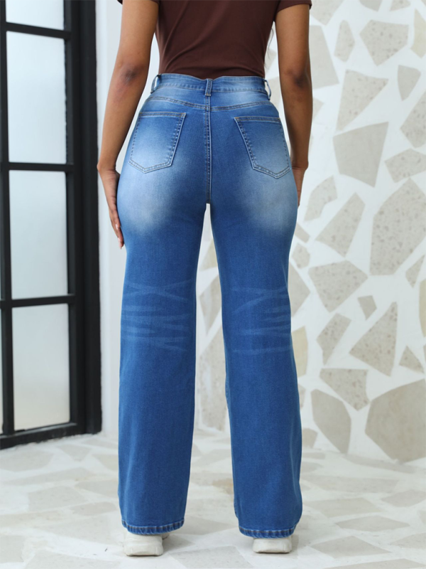 Vintage Loose Casual Straight Leg Denim Trousers-[Adult]-[Female]-2022 Online Blue Zone Planet