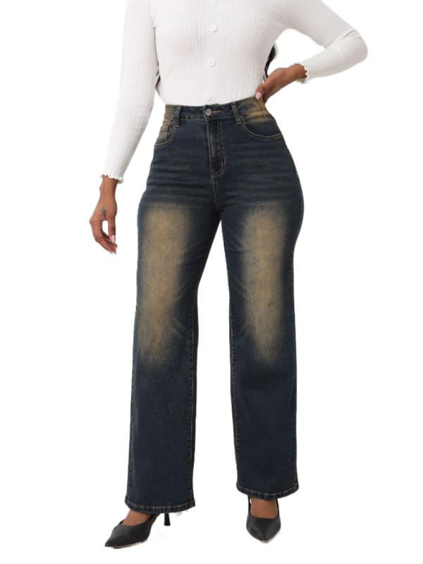 Vintage Loose Casual Straight Leg Denim Trousers-[Adult]-[Female]-2022 Online Blue Zone Planet