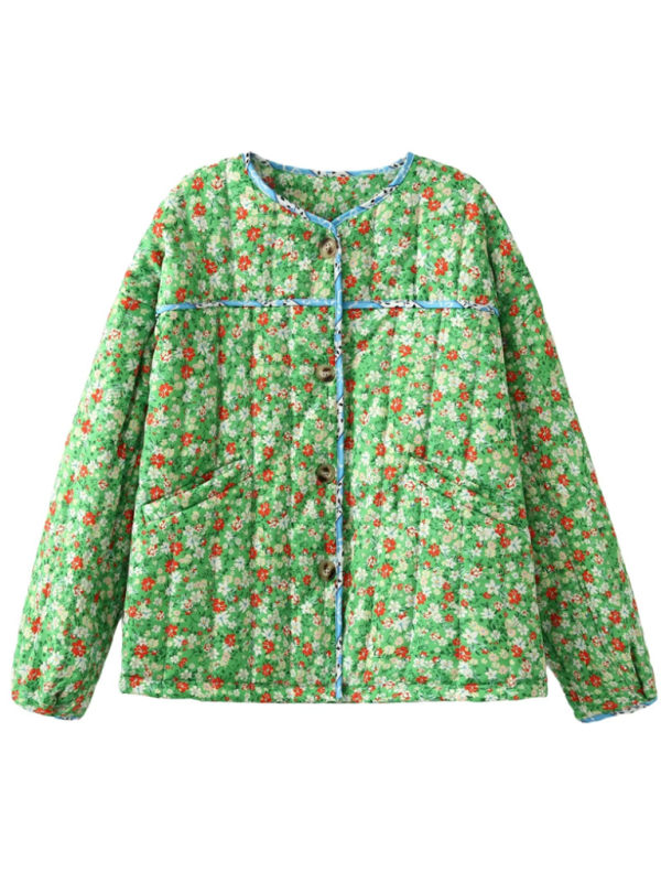 Lissa's Floral Print Wrap Thin Quilted Jacket-TOPS / DRESSES-[Adult]-[Female]-2022 Online Blue Zone Planet