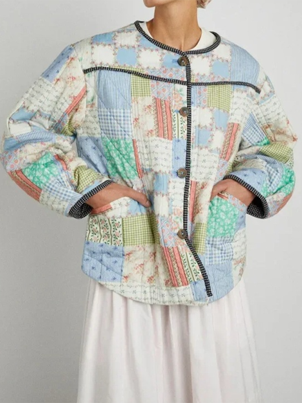 Lissa's Floral Print Wrap Thin Quilted Jacket-TOPS / DRESSES-[Adult]-[Female]-2022 Online Blue Zone Planet