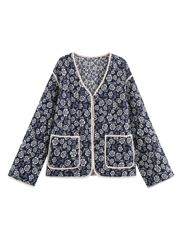 Floral Print Reversible Cotton Jacket-[Adult]-[Female]-2022 Online Blue Zone Planet